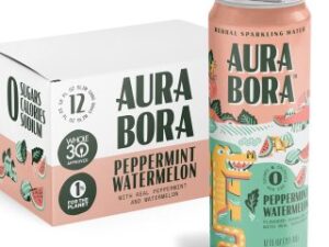 Peppermint Watermelon Herbal Sparkling Water by Aura Bora